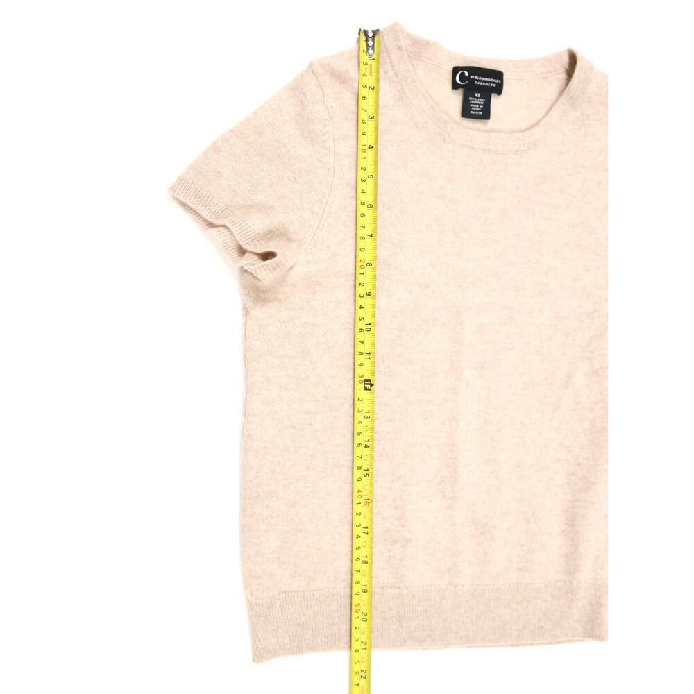 Heritage Preppy C by Bloomingdale’s 100% Cashmere Short Sleeve Sweater XS Beige - Picture 12 of 13